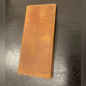 NWOT Jack & Chris waxed leather slim fold long wallet